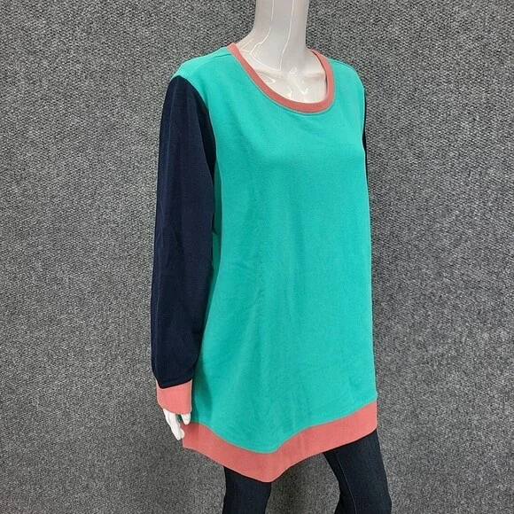 Lands End Womens Sweatshirt 2X Plus Sz Seafoam Teal Serious Sweats Pullover Top - Picture 5 of 10